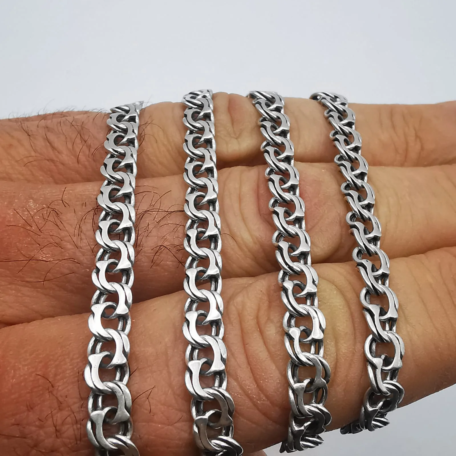 Vintage Unusual 925 Sterling Silver Chain Necklace, Signed Fine
