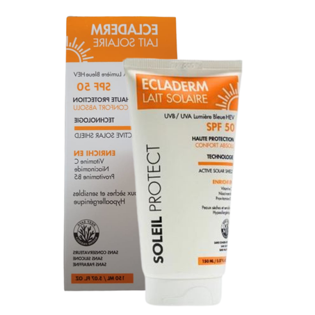 Ecladerm LAIT SOLAIRE SPF 50 Enrichi en Niacinamide et Vitamine C -150 ml