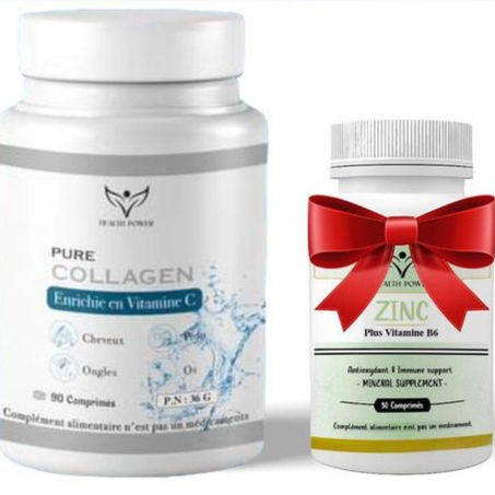 Health Power PACK = PURE COLLAGEN 90 Comprimés + Gratuite Zinc 30 Comprimés