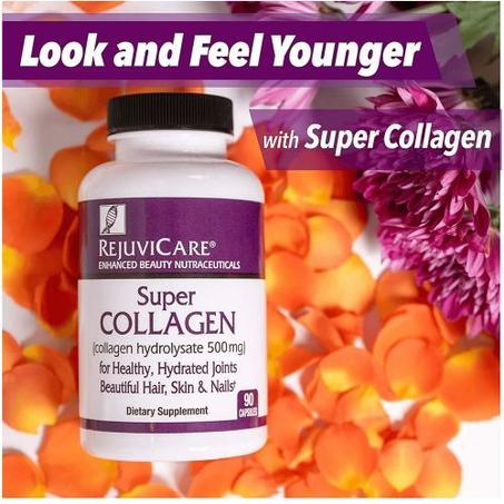Rejuvicare Rejuvicare, Super Collagen, Collagen Hydrolysate, 500 mg, 90 Capsules