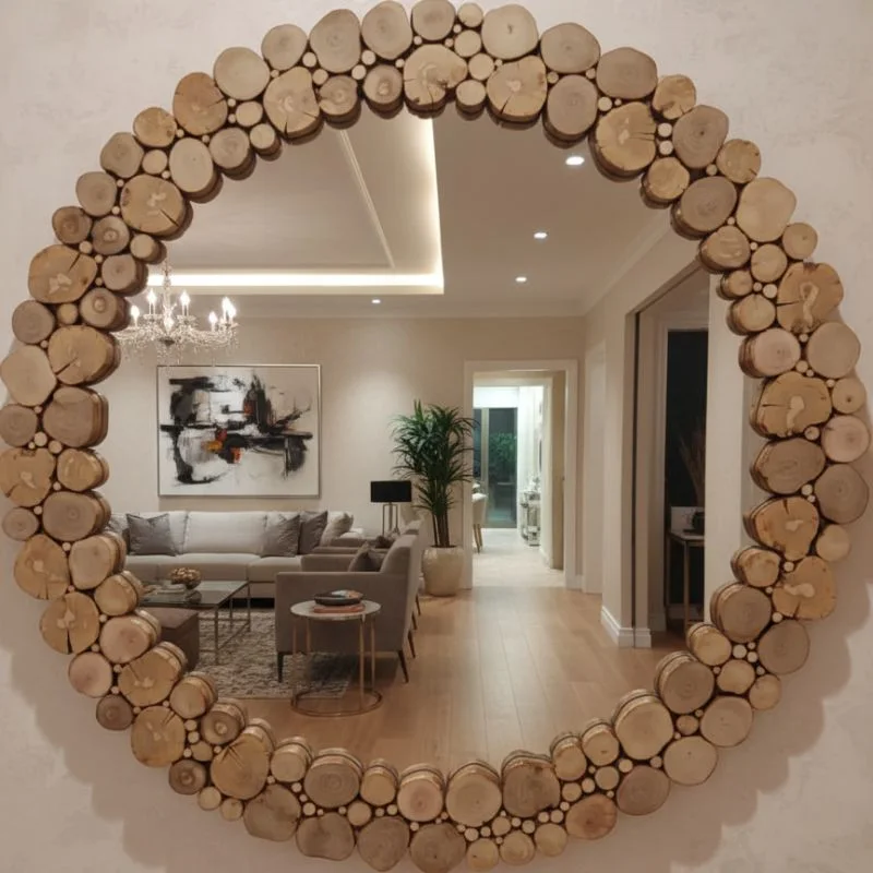 Miroir artisanal en bois d’olivier