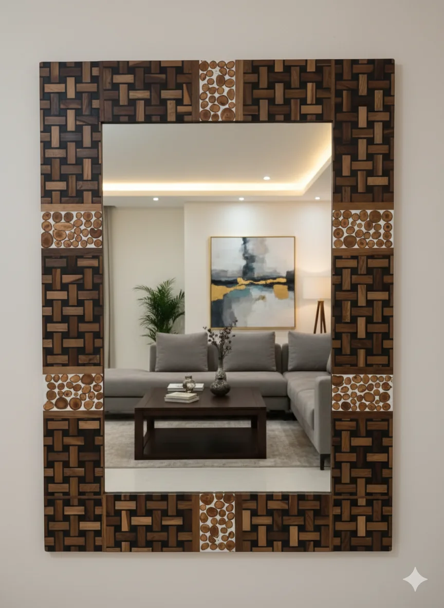 Miroir en bois de noyer