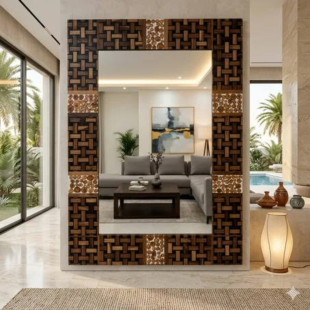 Miroir en bois de noyer