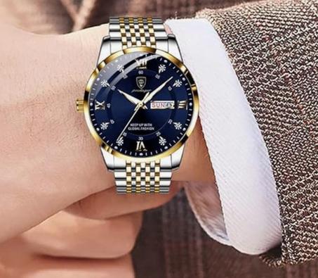 ساعات المعصم RovyFota للذكور ، مؤشر مضيئة ، حركة كوارتز تناظرية لساعة رجالية ، فولاذ مقاوم للصدأ ، مقاوم للماء ، تنطبق على أعمال اللباس الفاخر ، وجه كبير روما رقم الماس الاتصال الهاتفي