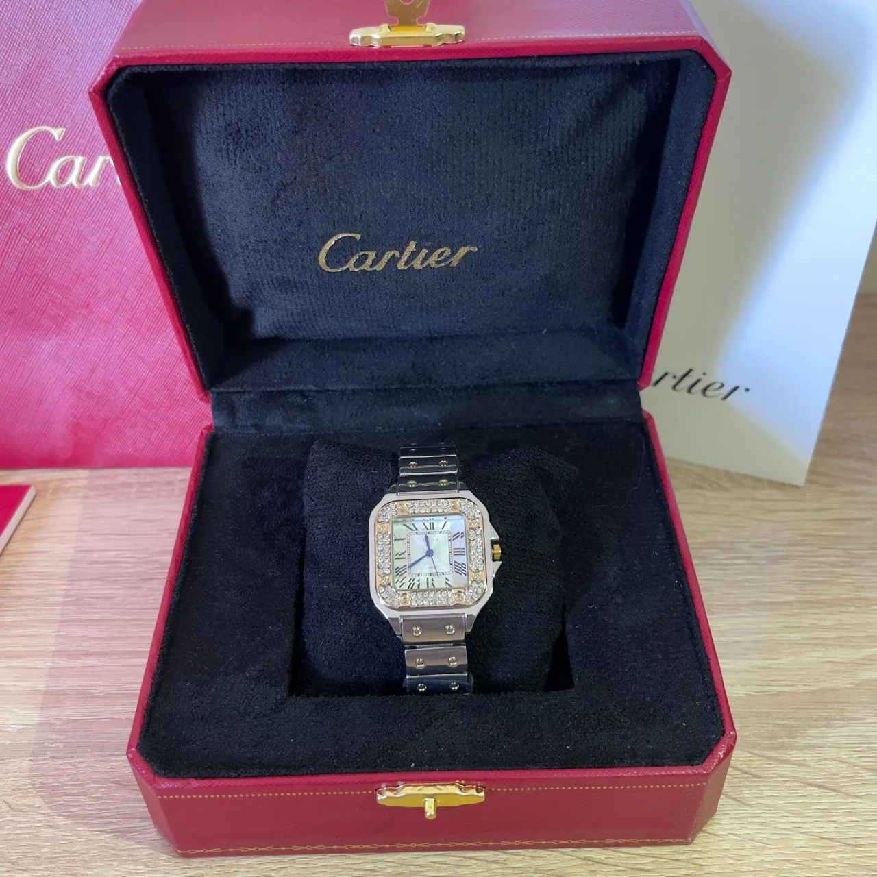 Cartier Femme Carrée Bicolore Sertie Prestige AVEC COFFRET