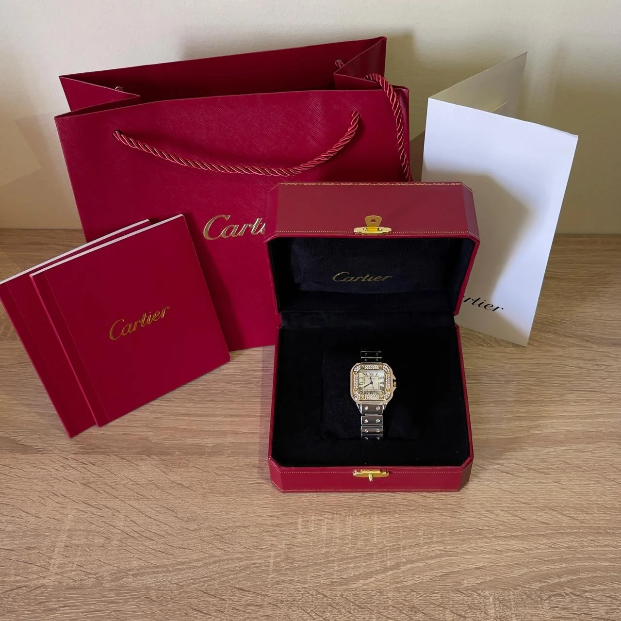 Cartier Femme Carrée Bicolore Sertie Prestige AVEC COFFRET