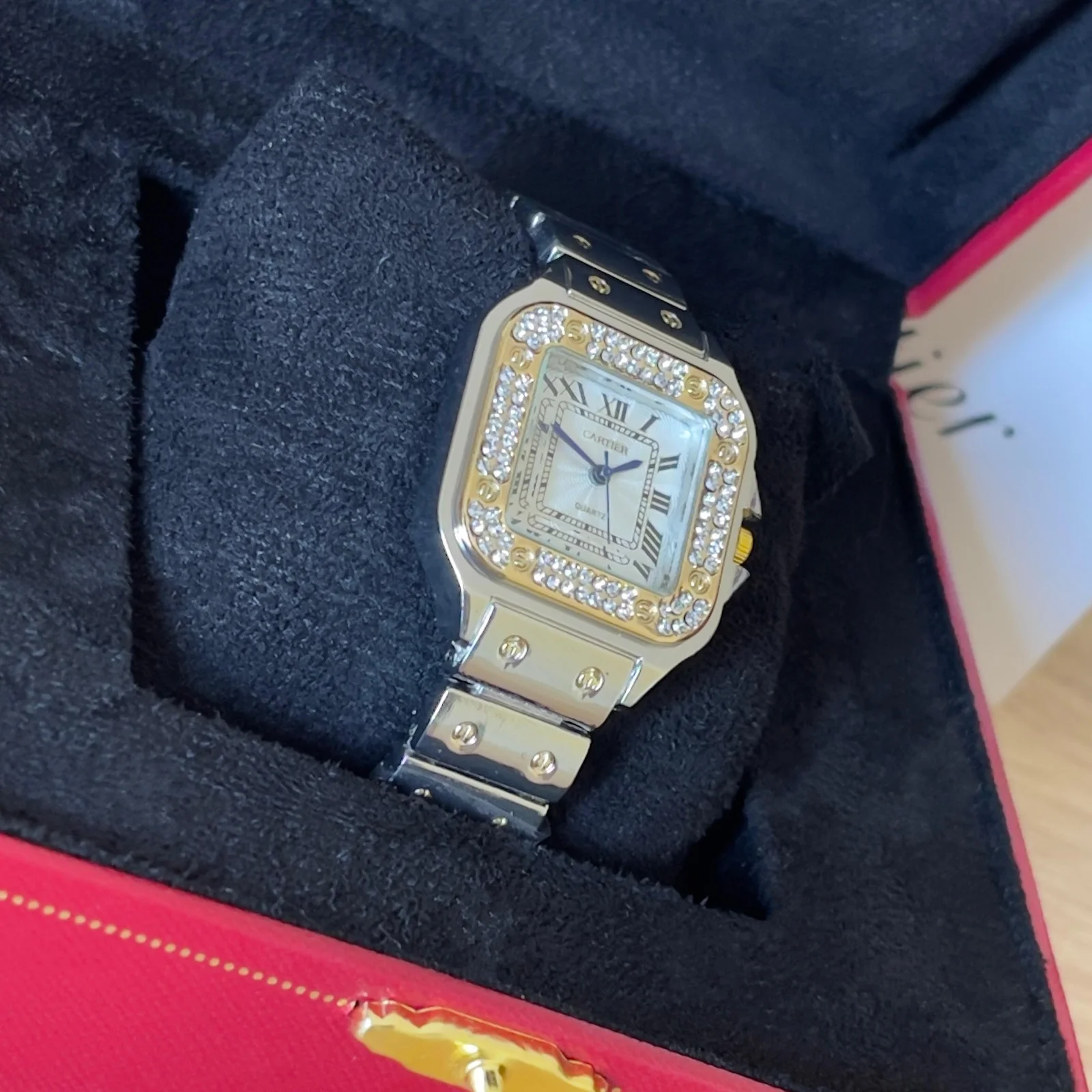 Cartier Femme Carrée Bicolore Sertie Prestige AVEC COFFRET
