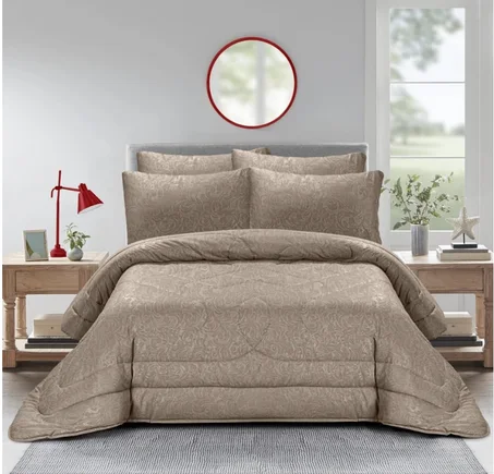 طقم لحاف ناعم من القطن والمايكروفايبر البديل فائق النعومة ومريح وجيد التهوية ومنعش وخفيف الوزن من روز، مقاس كينج 2.6 × 2.4 م، لون أبيض، طقم من 6 قطع