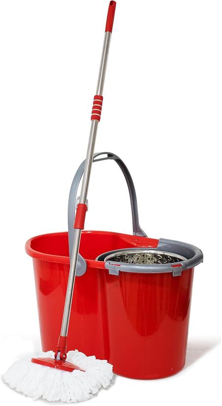 جردل تنظيف اوتوماتيك ، 2 ممسحة بلون احمر، سعة 18 لتر