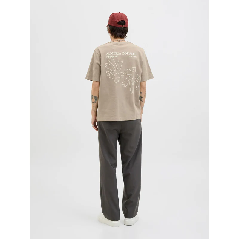 Taille : M (ES) - T-shirt homme Jack & Jones Jorcanggu Silver Sage, manches courtes, col rond, avec motif graphique