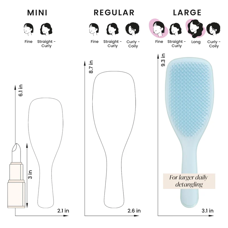 Tangle Teezer 10210-001-1 – Brosse Ultimate Detangler grande pour cheveux fins et fragiles avec picots souples et flexibles à double hauteur (Emballage endommagé)