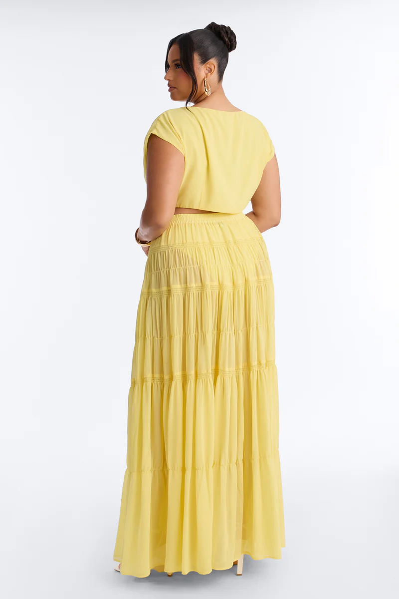 Conjunto De Falda Maxi Sorrento Summer Chiffon - Amarillo