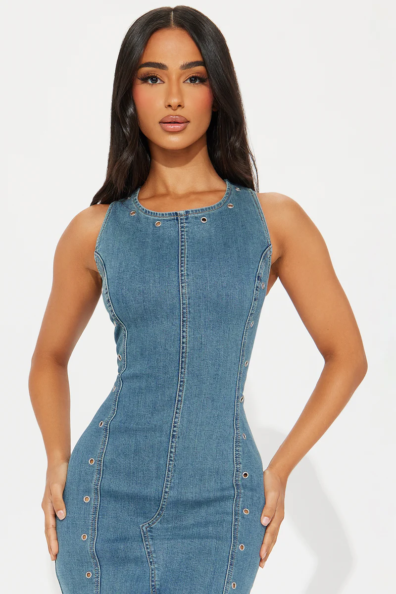 Vestido Midi De Mezclilla Diana - Deslavado Azul