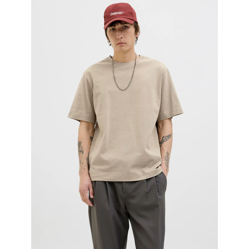 Taille : M (ES) - T-shirt homme Jack & Jones Jorcanggu Silver Sage, manches courtes, col rond, avec motif graphique