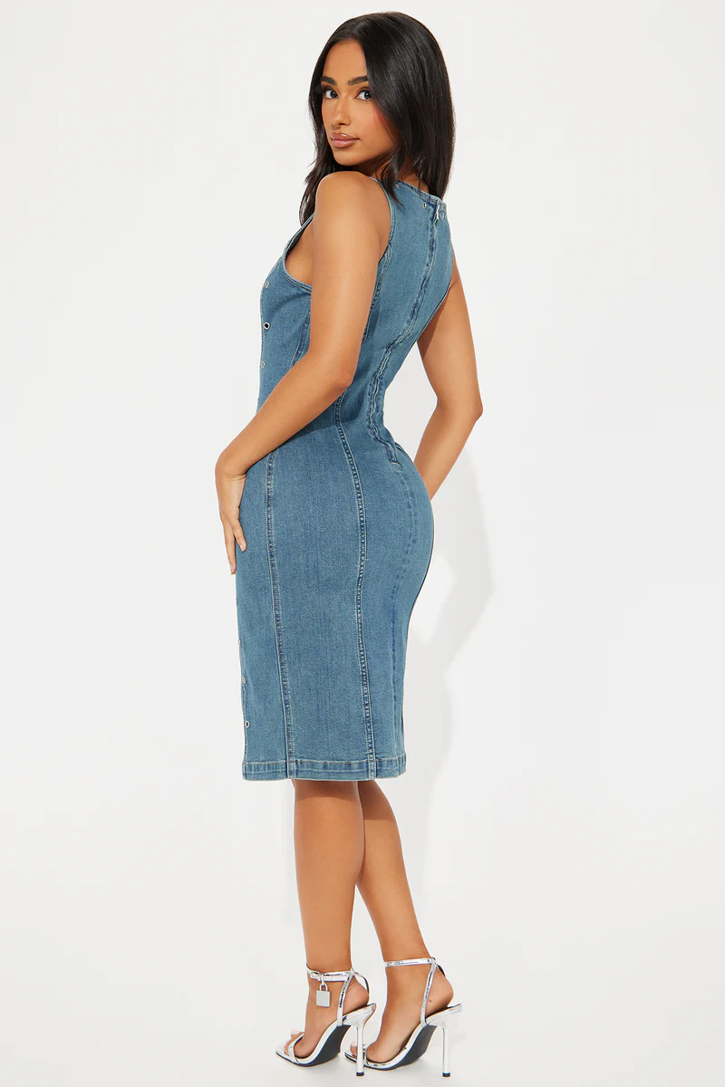 Vestido Midi De Mezclilla Diana - Deslavado Azul