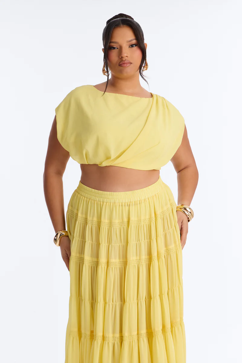 Conjunto De Falda Maxi Sorrento Summer Chiffon - Amarillo