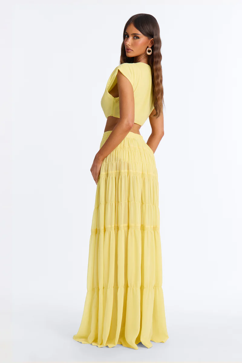 Conjunto De Falda Maxi Sorrento Summer Chiffon - Amarillo