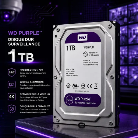 قرص صلب داخلي WD Purple 1 TB – مخصص لأنظمة المراقبة