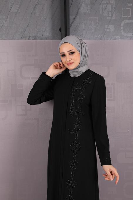 Abaya noir perlée