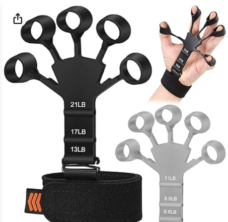 مقوي قبضة اليد لتمرين الاصابع، قابل للتعديل وممدد للاصابع - اداة تدريب قوة قبضة اليد لتخفيف الام التهاب المفاصل