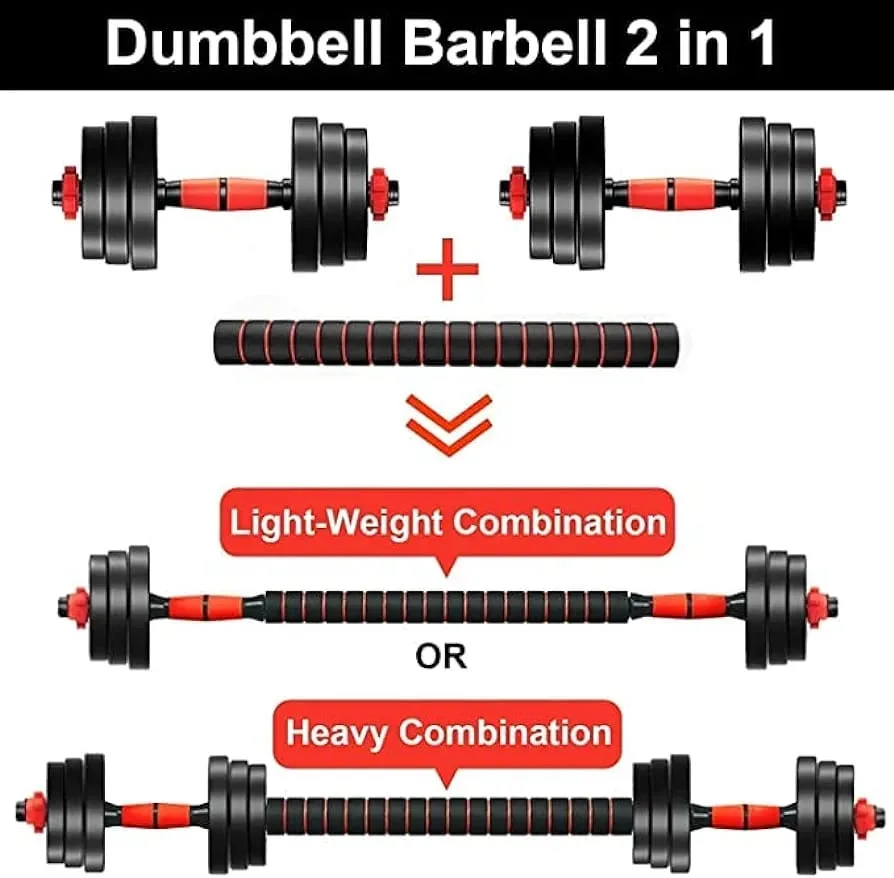 ZKit d'Haltères 20KG avec Barre de Connexion - Polyvalence et Performance à Domicile
