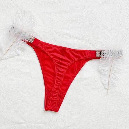 Bragas sexys de encaje con letras y diamantes de imitación para mujer