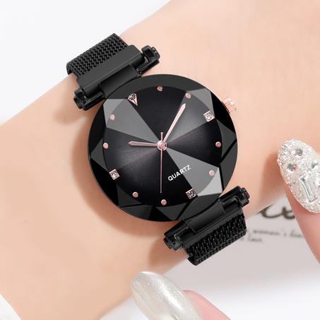 Reloj con hebilla magnética de malla para mujer