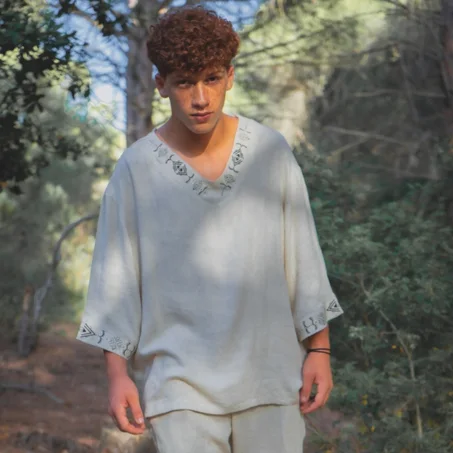 Ensemble homme en lin manche 3/4