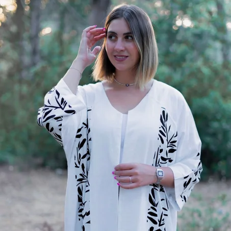 Kimono en lin fleurie