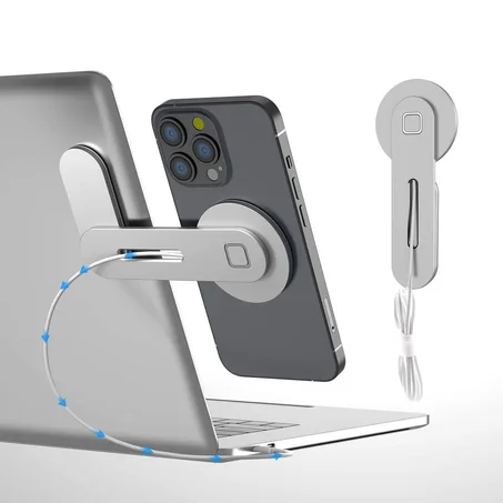 Universal Magsaf Mobile Mount on Laptop with Wireless Fast Charger