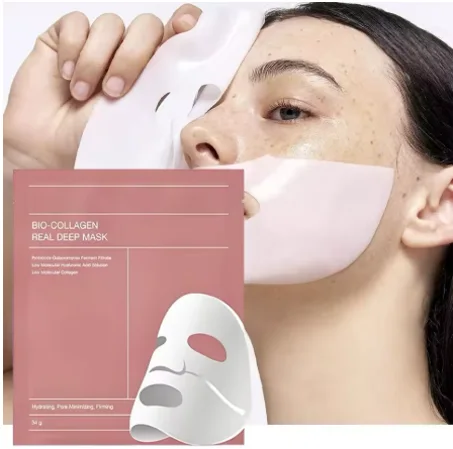 قناع وجه من الكولاجين الحيوي (قطعتان) لتقليل التجاعيد، ترطيب عميق، تكييف البشرة، تفتيح البشرة، قناع كولاجين ليلي للعناية بالبشرة