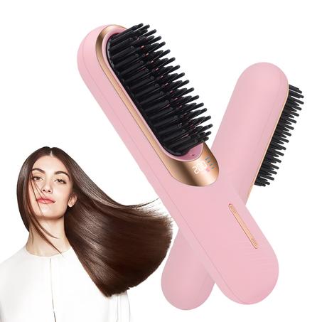 فرشاة فرد و تنعيم الشعر المحمولة -بتقنية الشحن السريع - قابل للشحن بي  شاحن Type-c إستخدام في أي وقت وأي مكان - تستخدم لتجعيد الشعر (curler hair) و لفرد الشعر(straightener hair )