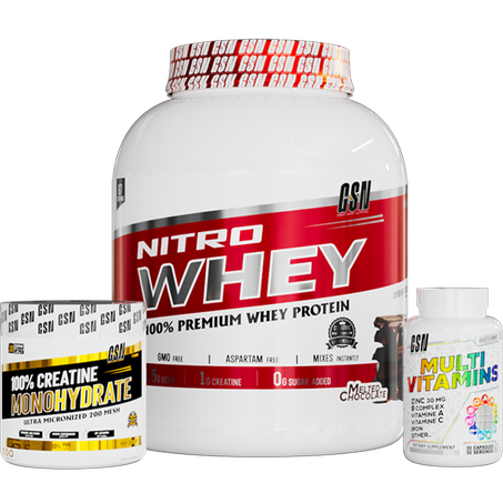 GSN POWER PACK: NITRO WHEY 2KG + CRÉATINE MONOHYDRATE 300G + MULTIVITAMIN