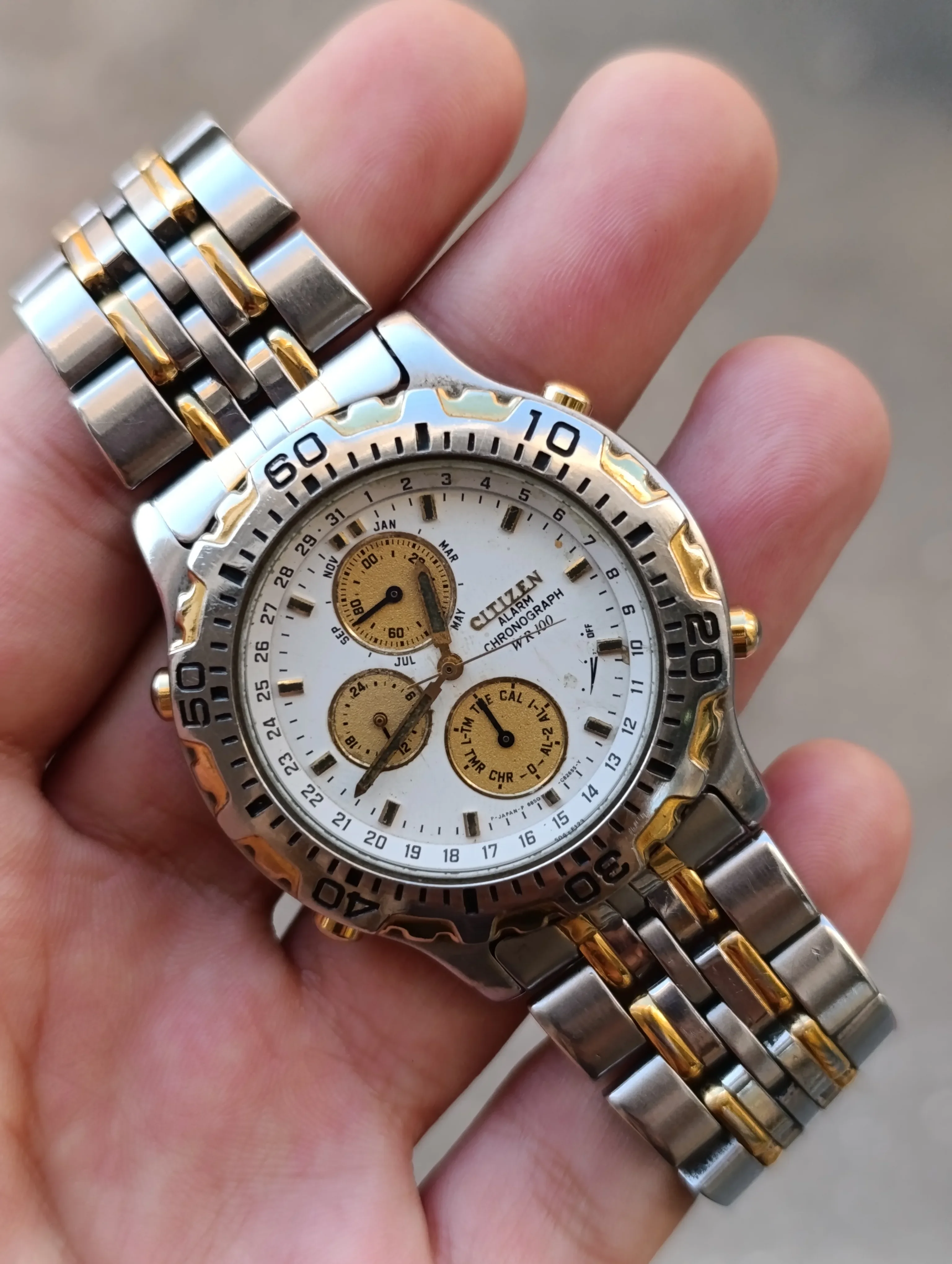 :  MONTRE CITIZEN ALARM CHRONOGRAPH WR 100 – RÉF. 6850-C89330 – QUARTZ – VINTAGE