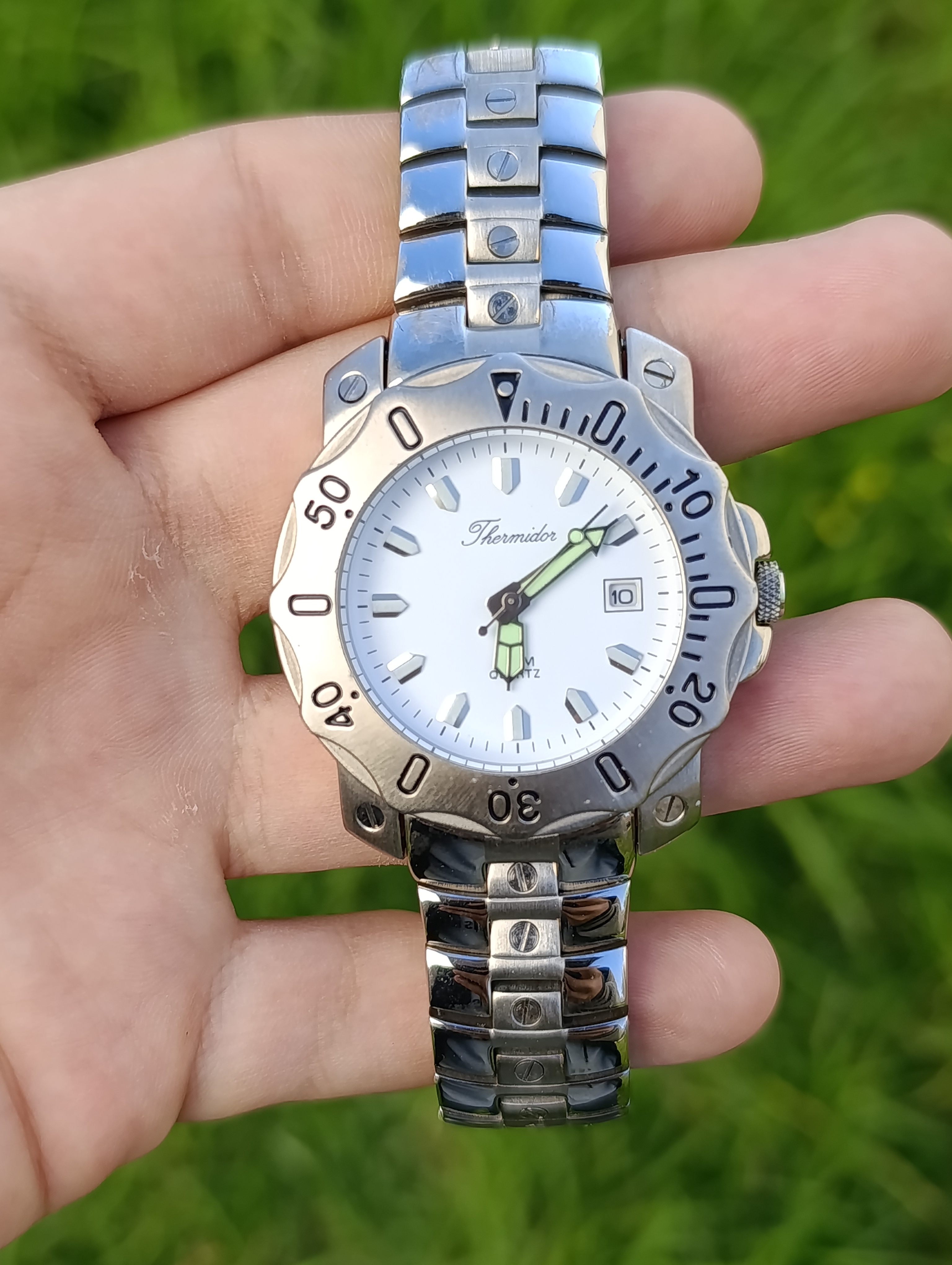 MONTRE THERMIDOR HOMME QUARTZ 159320 CADRAN BLANC STAINLESS STEEL