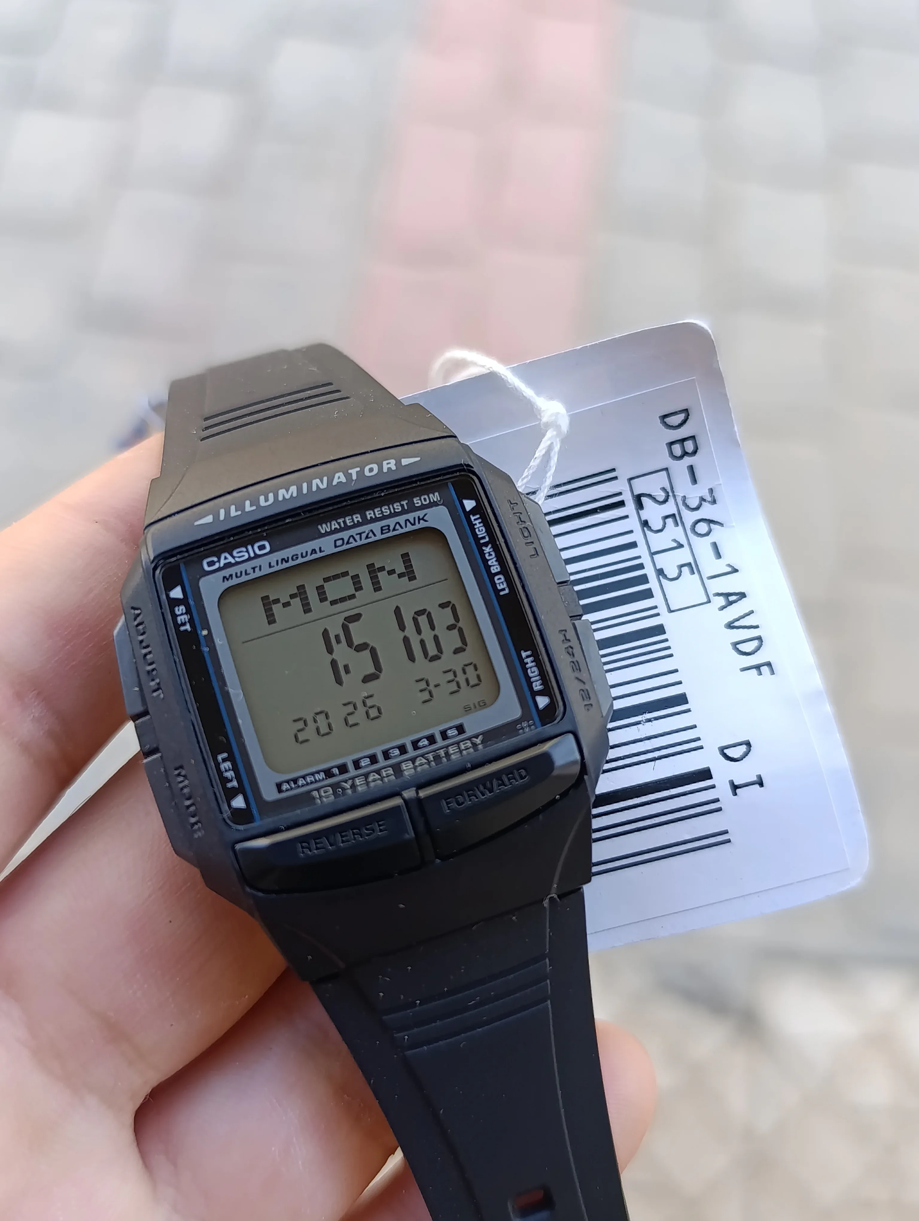 VINTAGE CASIO ILLUMINATOR  DATA BANK DB-36-1AVDF ORIGINAL WATER RESISTANT 50M