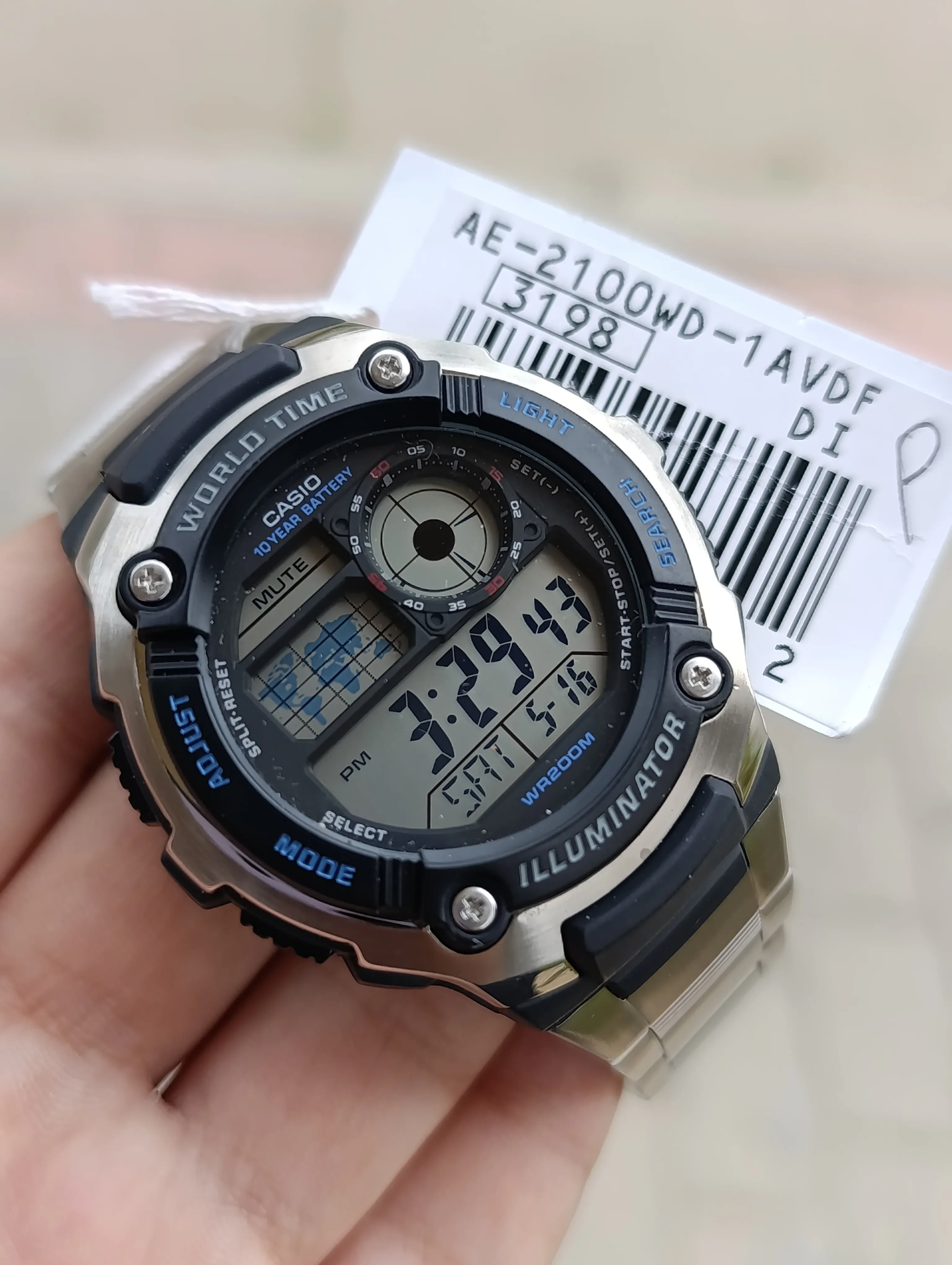CASIO ILLUMINATOR AE-2100WD-1VDF WORLD TIME ORIGINAL NEUVE WATER RESISTANT 200M