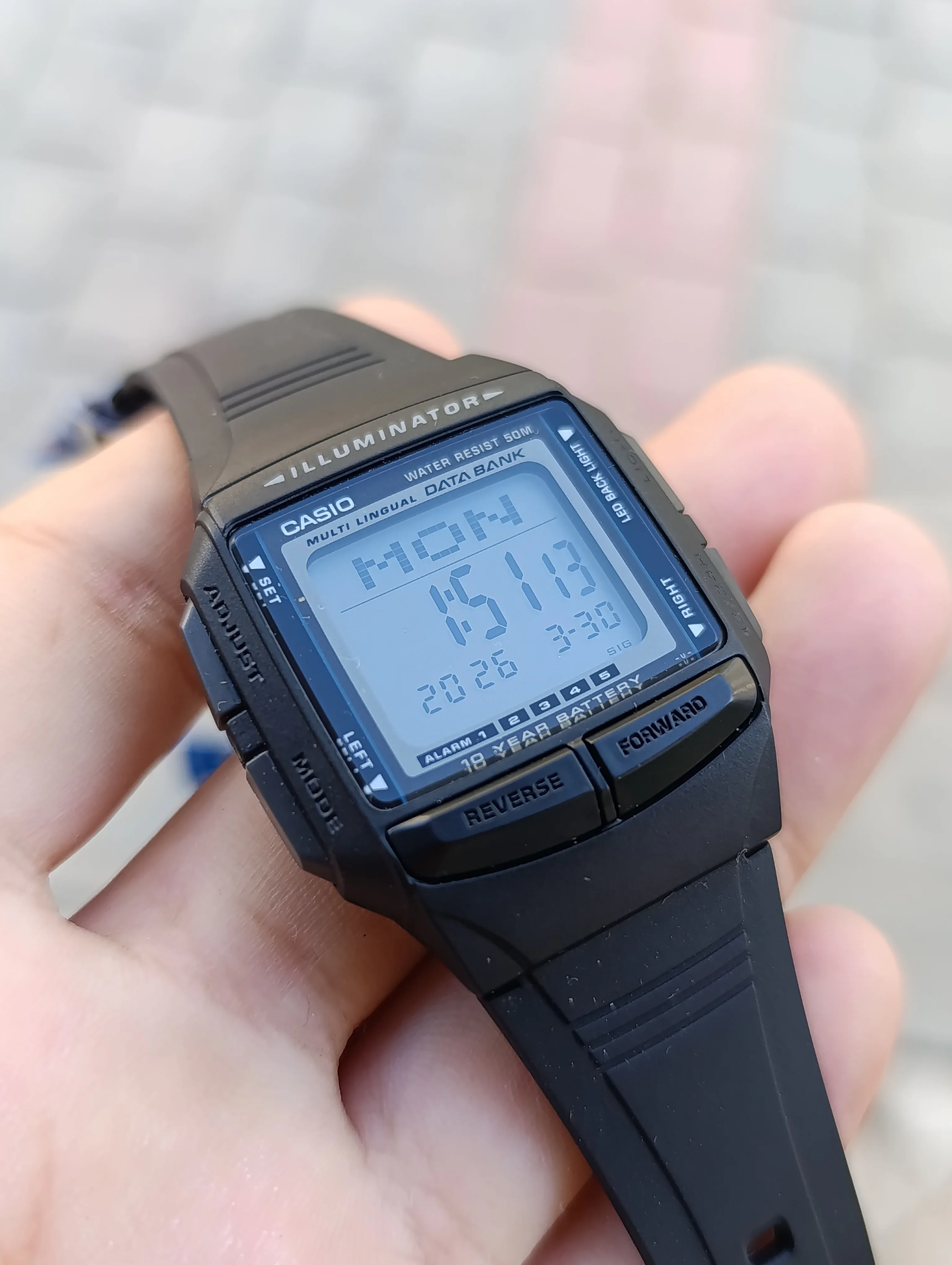 VINTAGE CASIO ILLUMINATOR  DATA BANK DB-36-1AVDF ORIGINAL WATER RESISTANT 50M