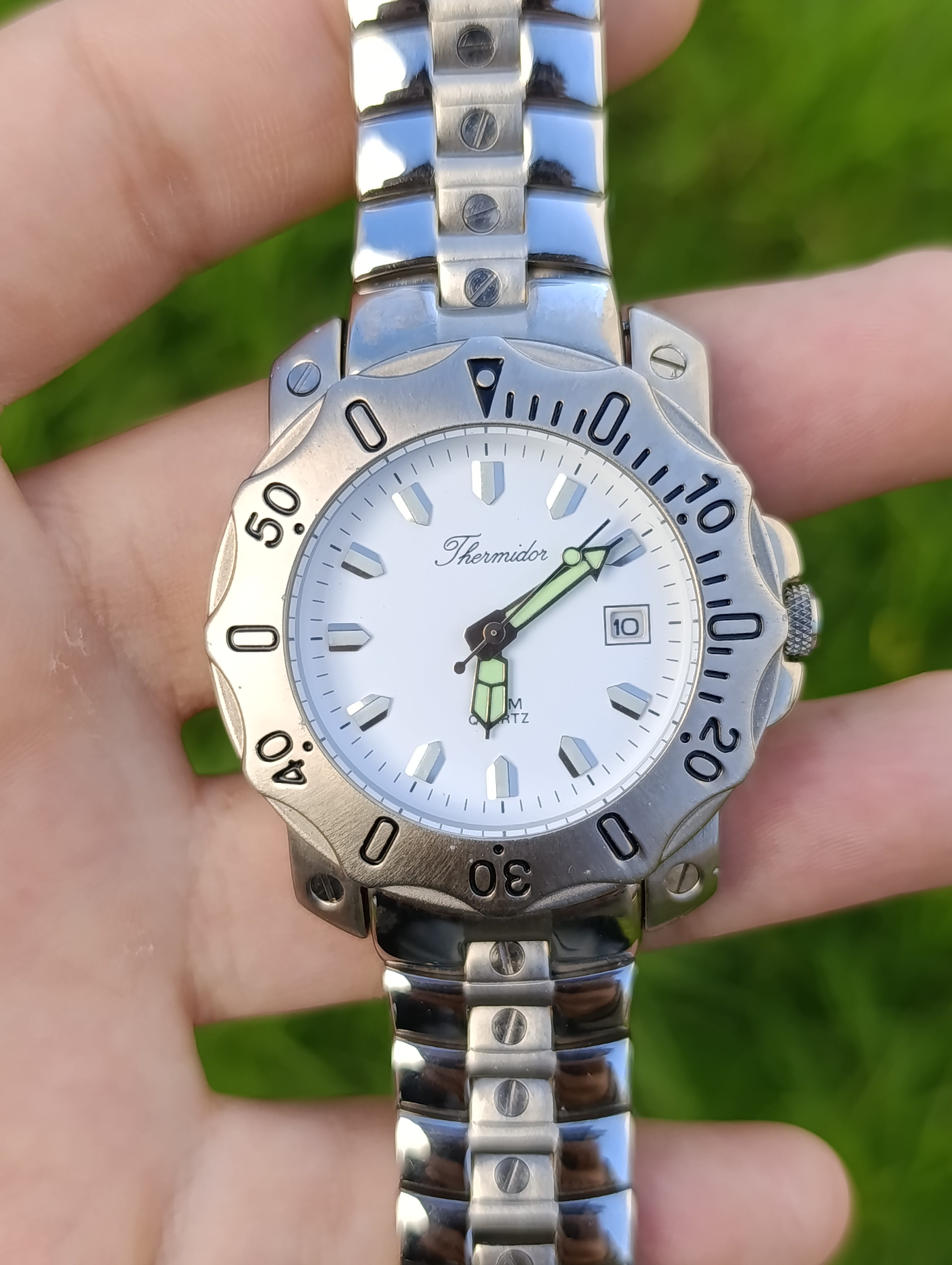 MONTRE THERMIDOR HOMME QUARTZ 159320 CADRAN BLANC STAINLESS STEEL