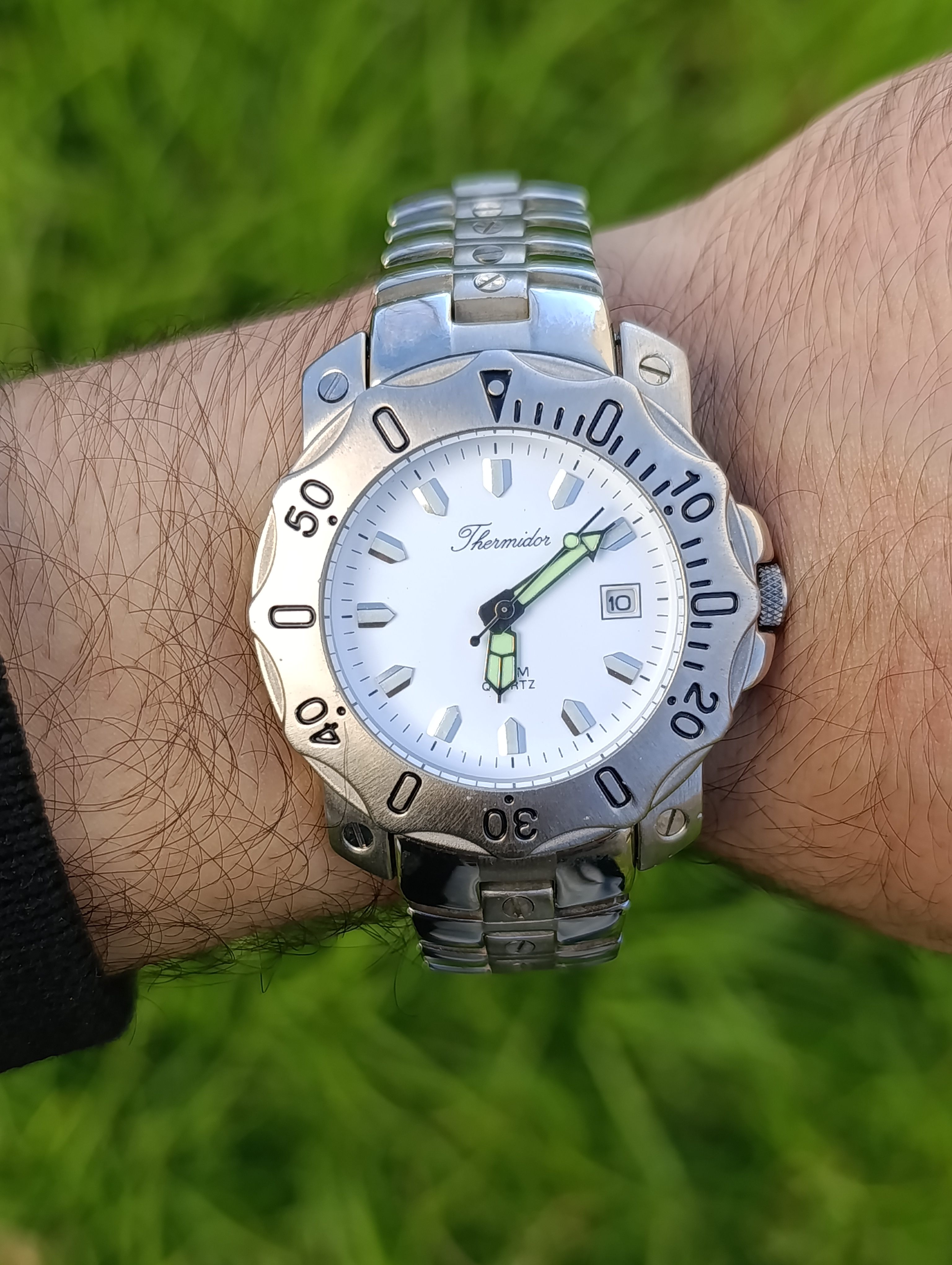 MONTRE THERMIDOR HOMME QUARTZ 159320 CADRAN BLANC STAINLESS STEEL