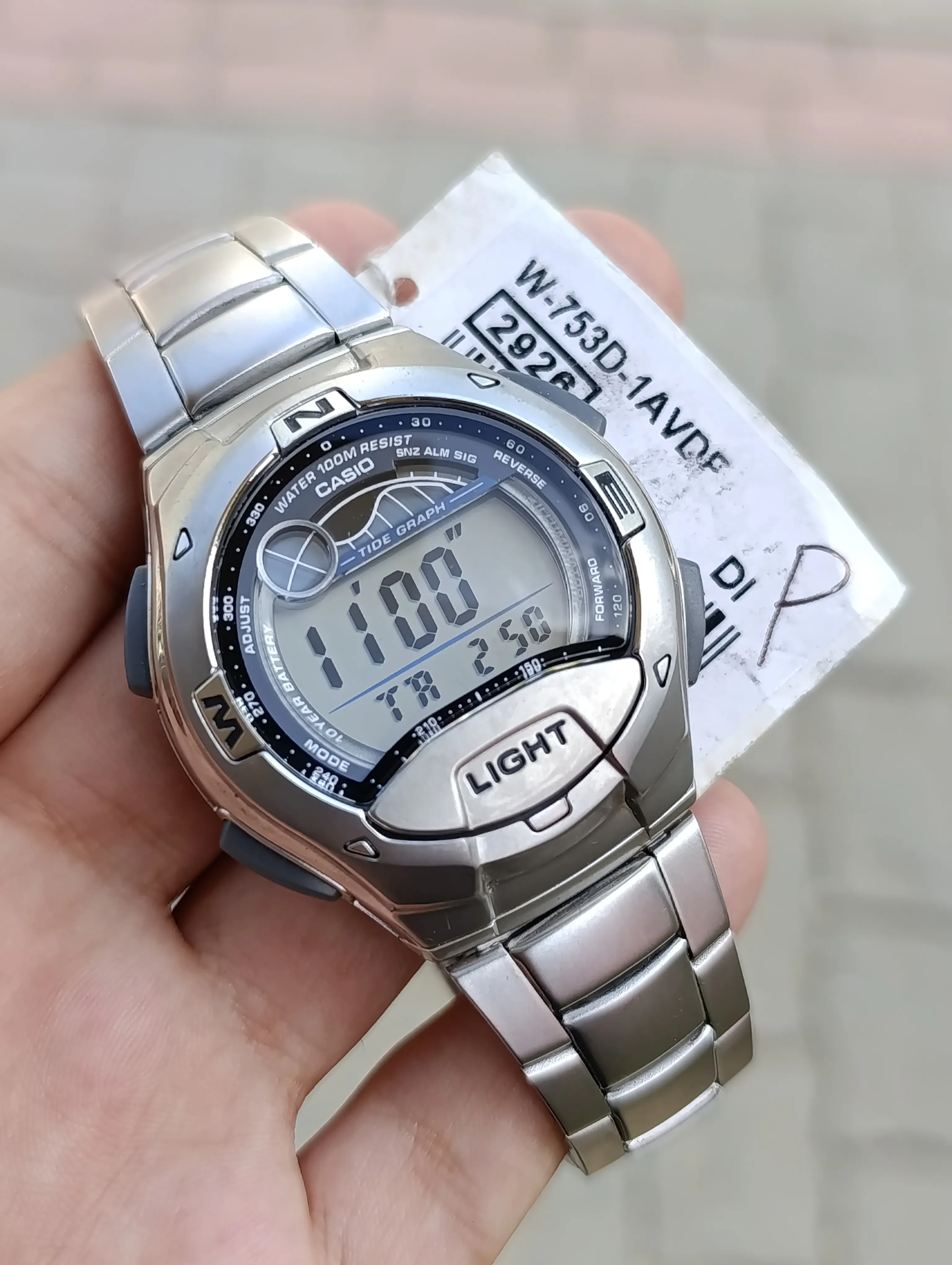 CASIO TIDE GRAPH W-753-1AVDF ORIGINAL NEUVE HOMME WATER RESISTANT 100M