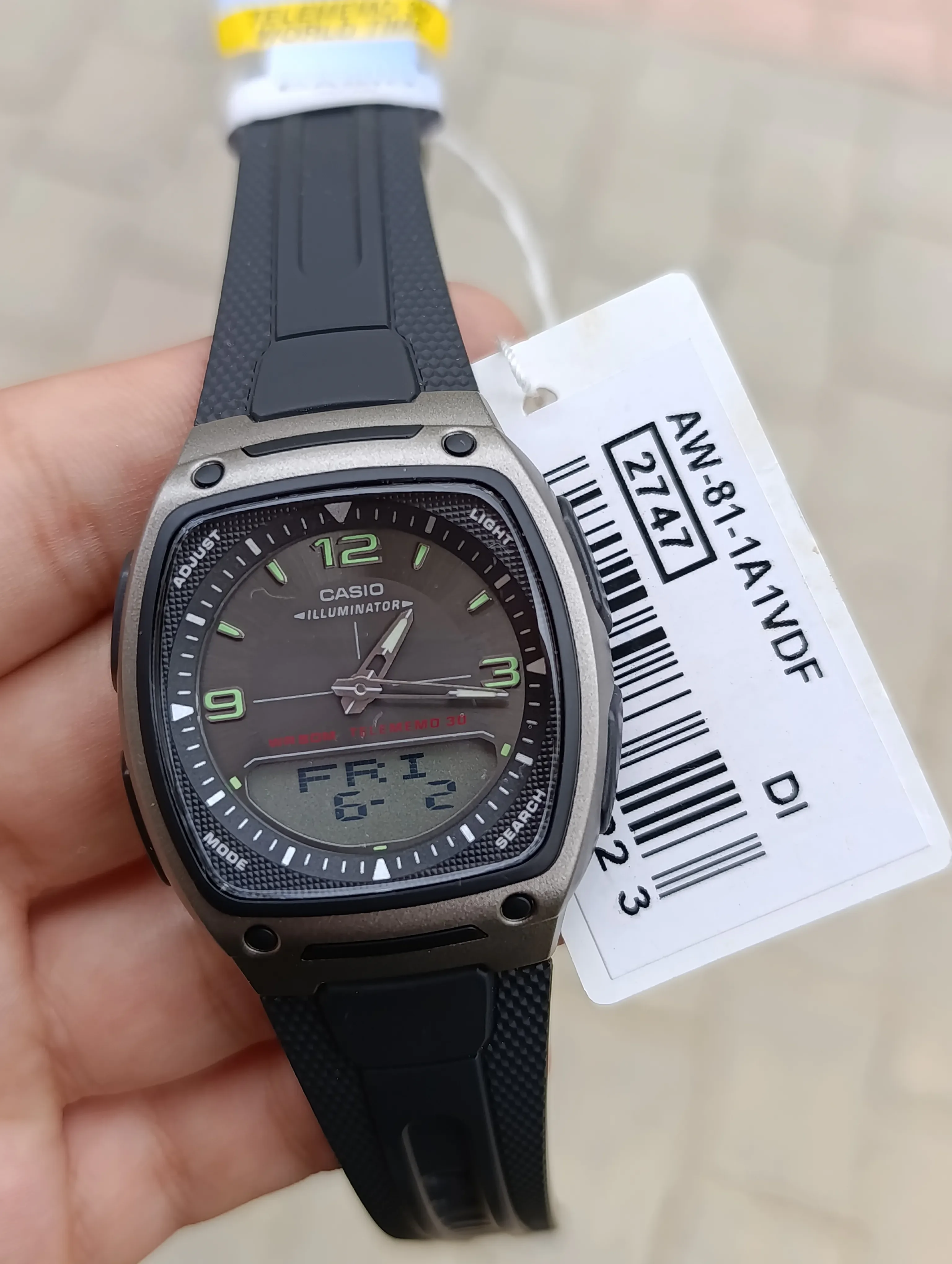 CASIO AW-81-1A1VDF  TELEMEMO 30 ORIGINALE NEUVE HOMME WATER RESISTANT 50M