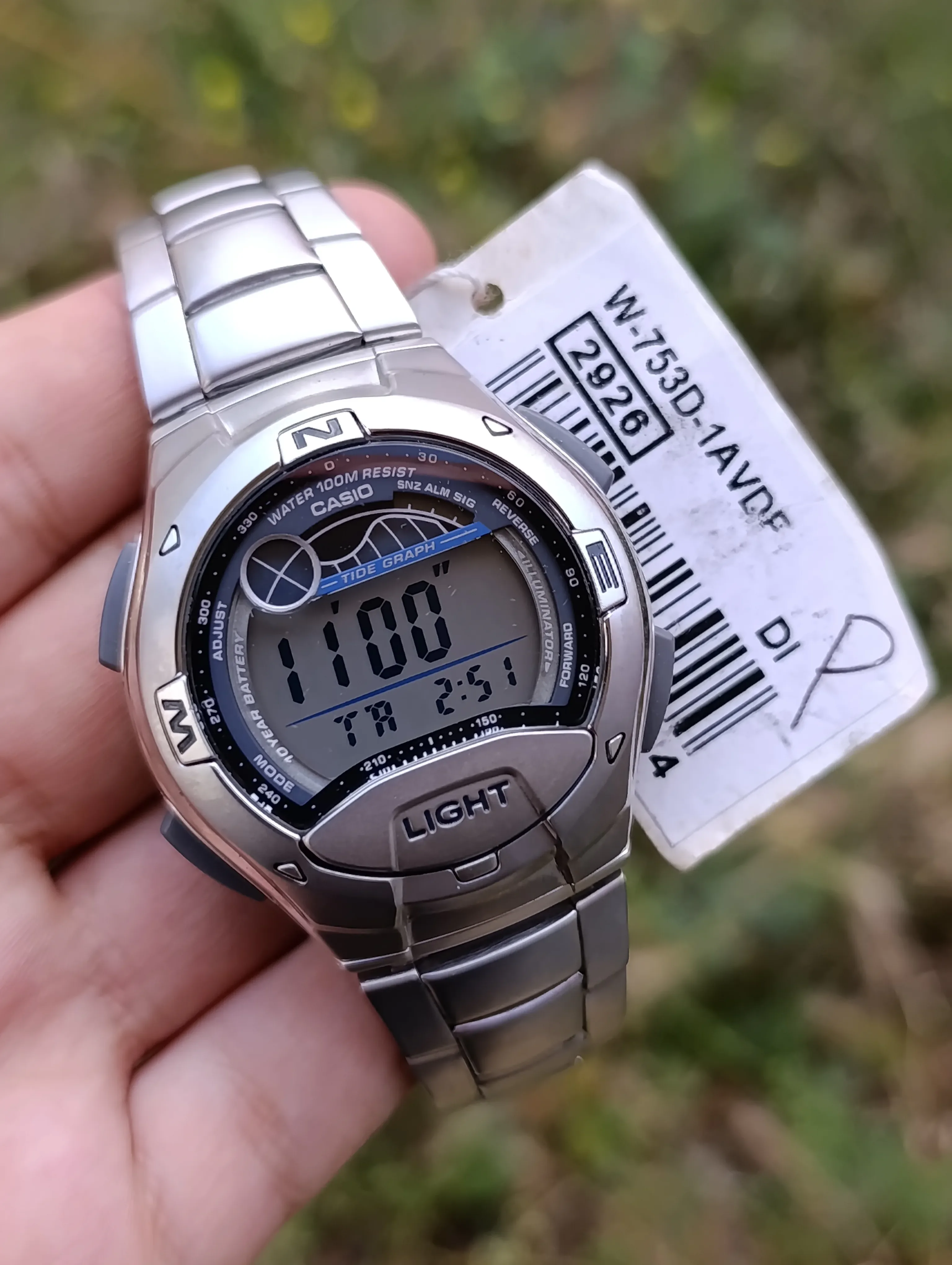 CASIO TIDE GRAPH W-753-1AVDF ORIGINAL NEUVE HOMME WATER RESISTANT 100M