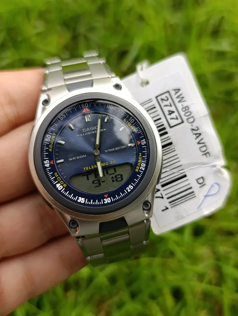 CASIO ILLUMINATOR AW-80D-2AVDF TELEMEMO 30 ORIGINAL HOMME NEUVE WR 50M STAILLESS STEEL