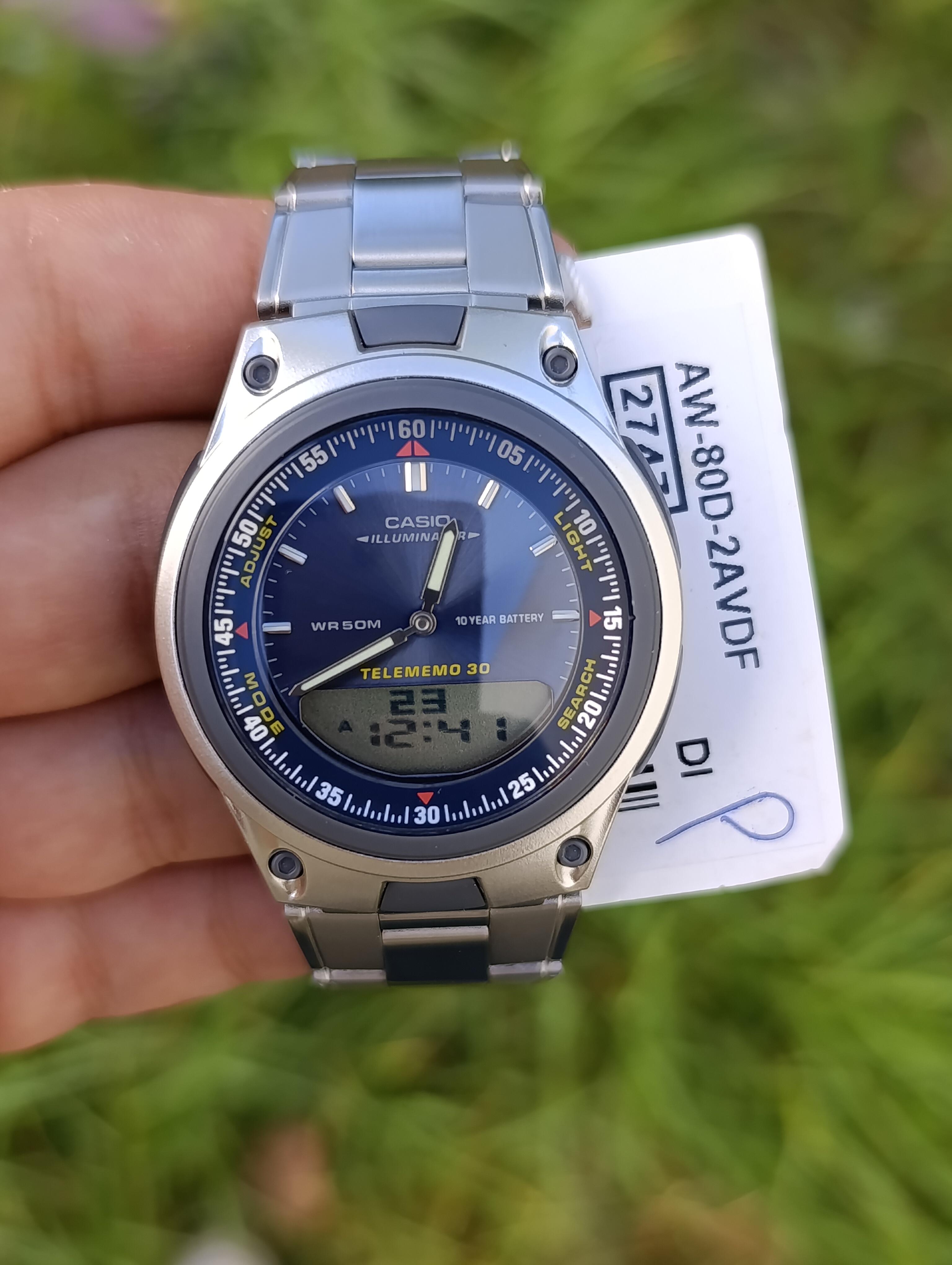 CASIO ILLUMINATOR AW-80D-2AVDF TELEMEMO 30 ORIGINAL HOMME NEUVE WR 50M STAILLESS STEEL