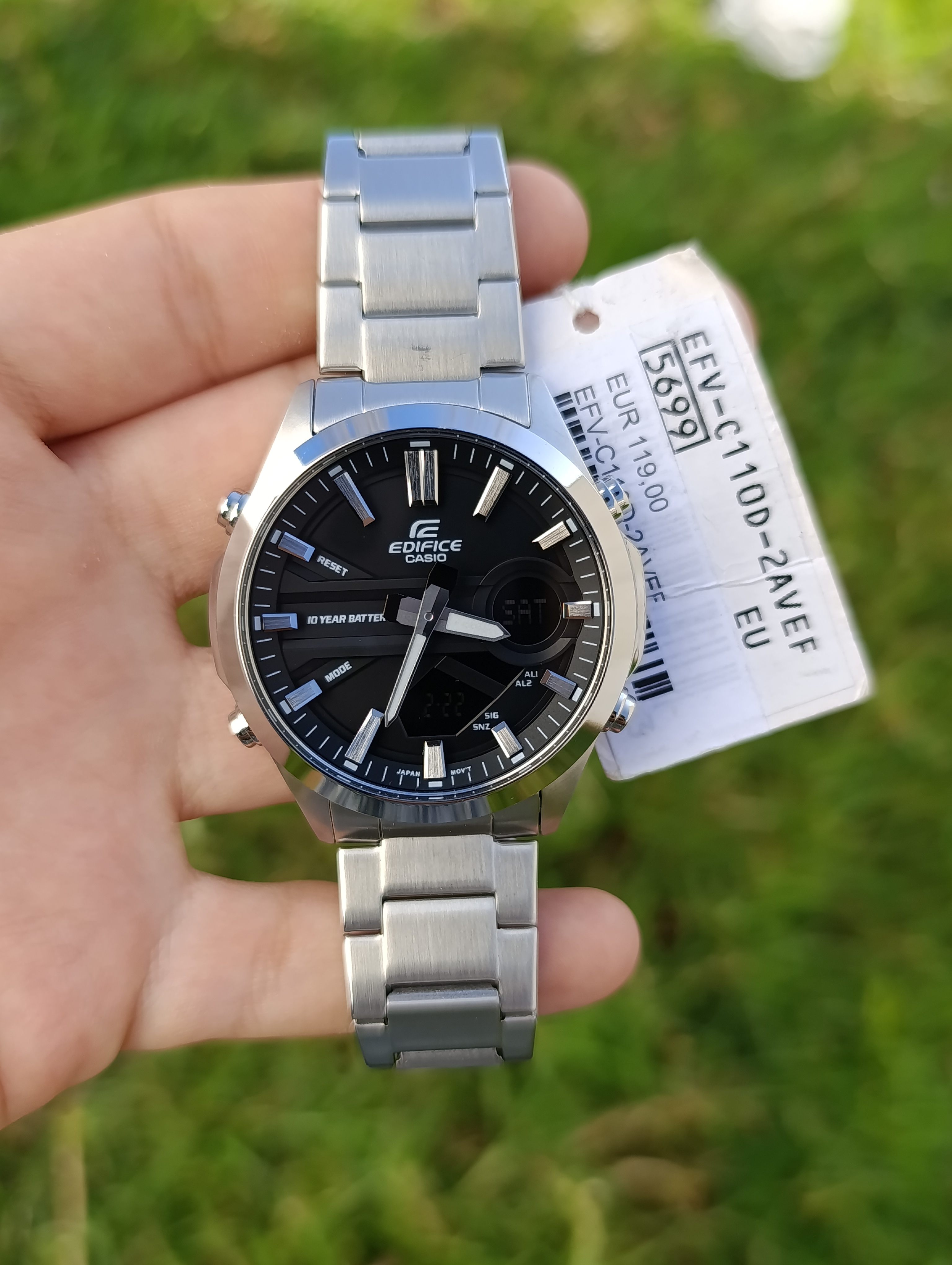 CASIO EDIFICE HOMME EFV-C110D-2AVEF STAINLESS STEEL WR 10BAR CHRONOMETER