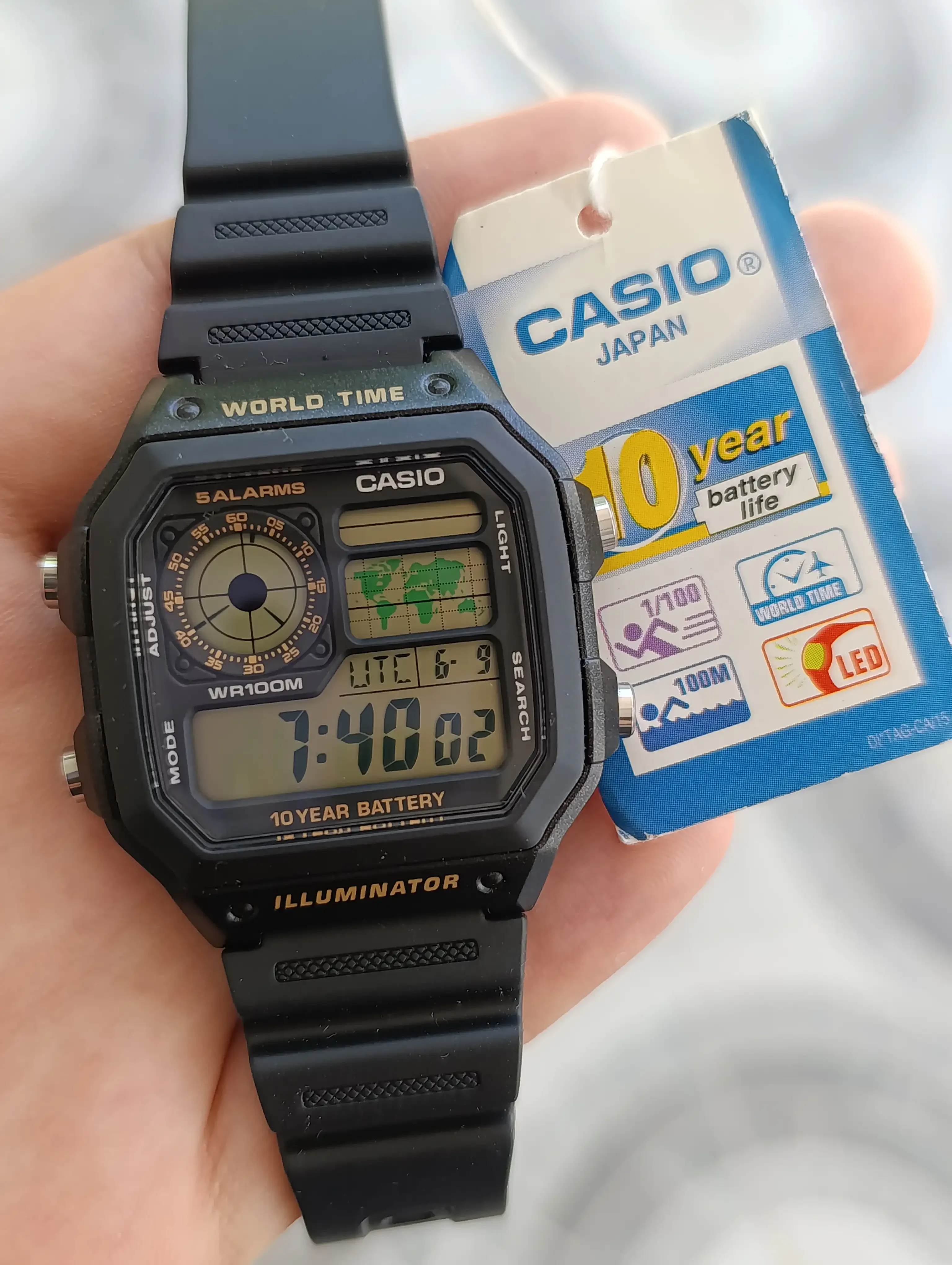 CASIO ILLUMINATOR  AE-1200WH-1BVDF ORIGINAL NEUVE HOMME WATER RESISTANT 100M