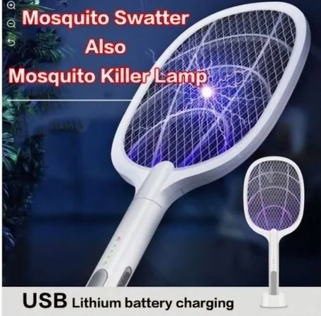 مضرب بعوض كهربائي 2 في 1 للاستخدام الخارجي والداخليRaquette à moustiques électrique 2 en 1 pour l'extérieur et l'intérieur