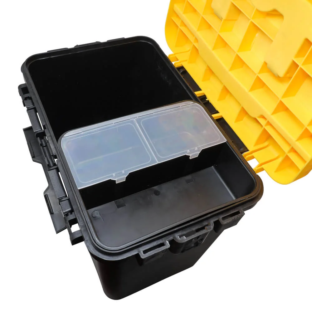 Boîte de pêche multifonction avec siège intégré