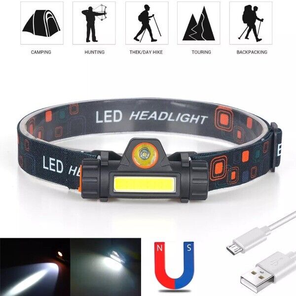 Lampe Frontale LED Rechargeable avec Fixation Magnétique